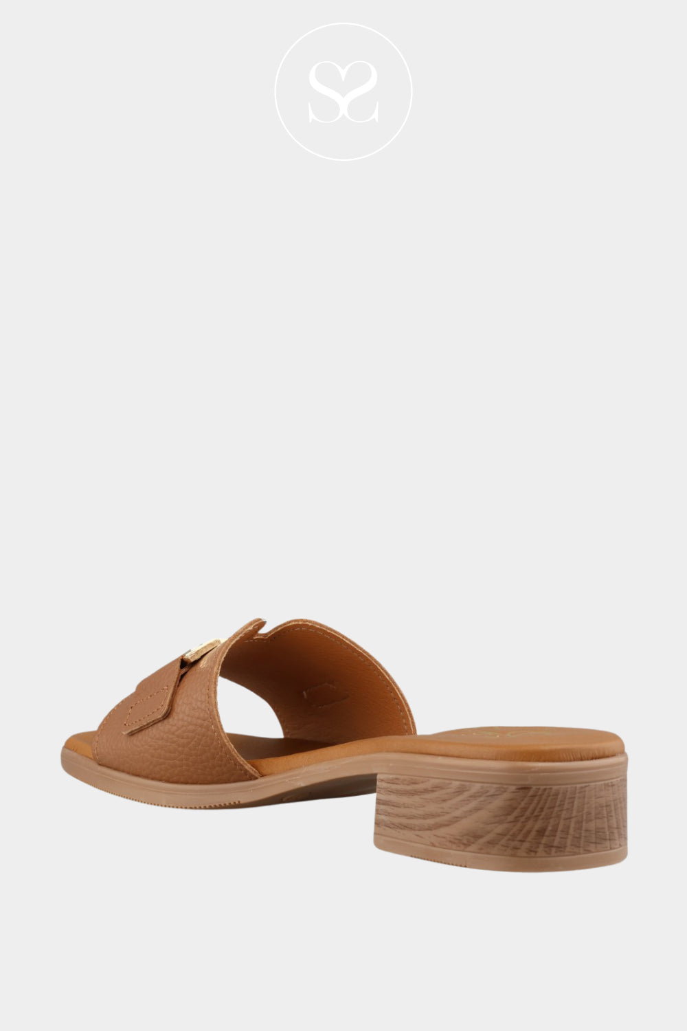 Oh My Sandals Tan Block Heel Slider Sandals 5890