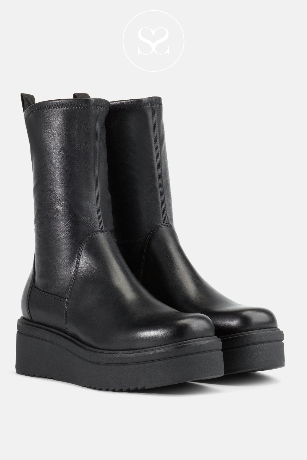 VAGABOND TARA 6046-002 BLACK LEATHER WEDGE ANKLE BOOTS Ireland