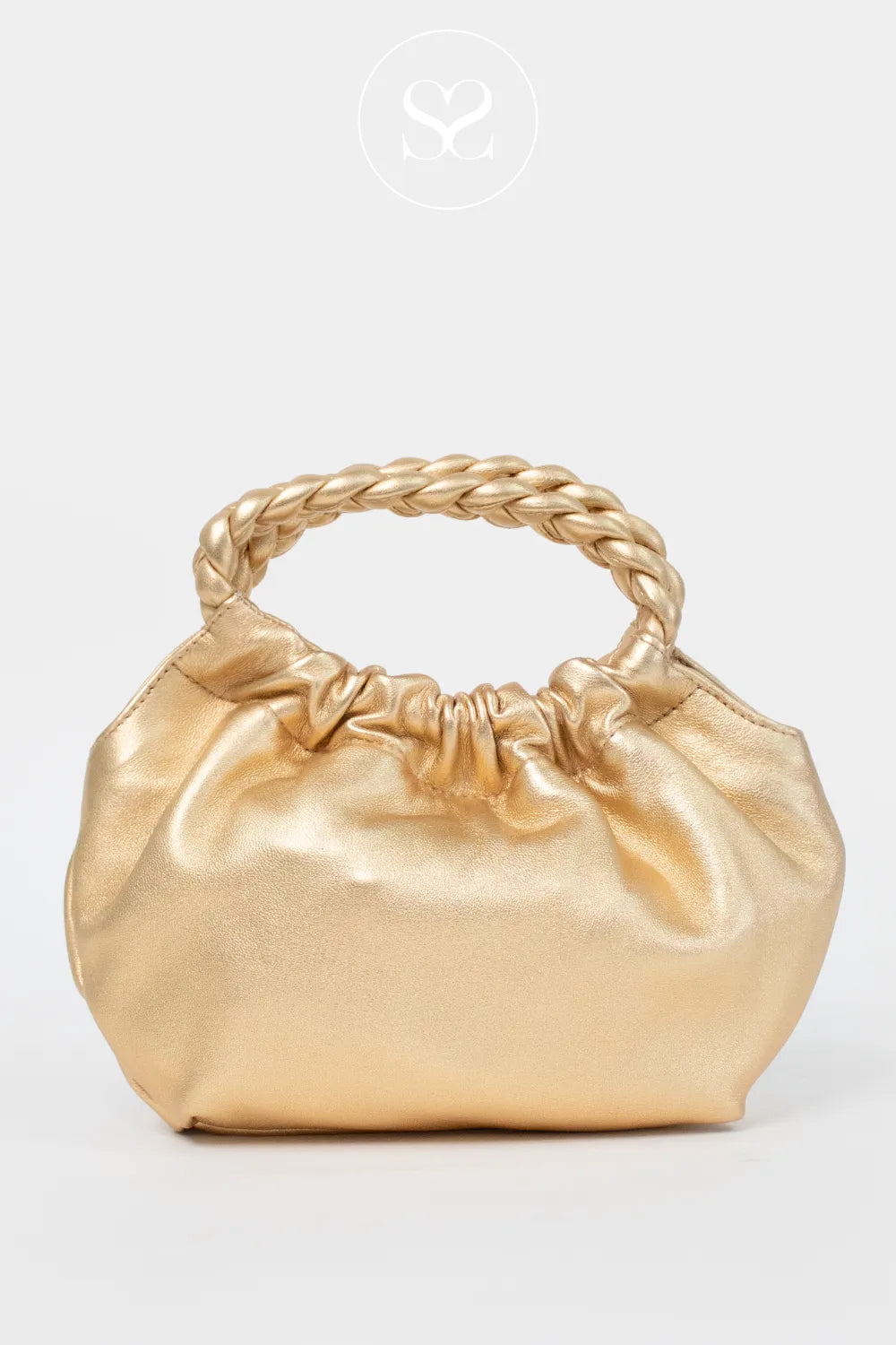 Unisa bronze gold bag with rope style handle.
