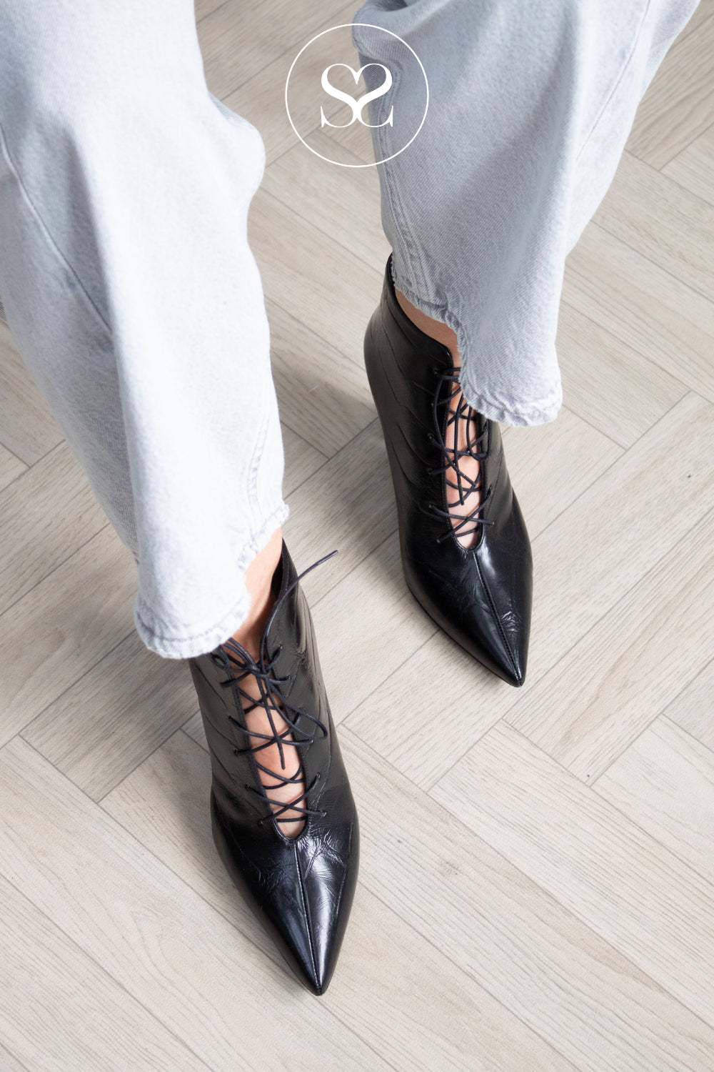 Lodi Black Lace-up Ankle Boots -Risole for women - Ireland