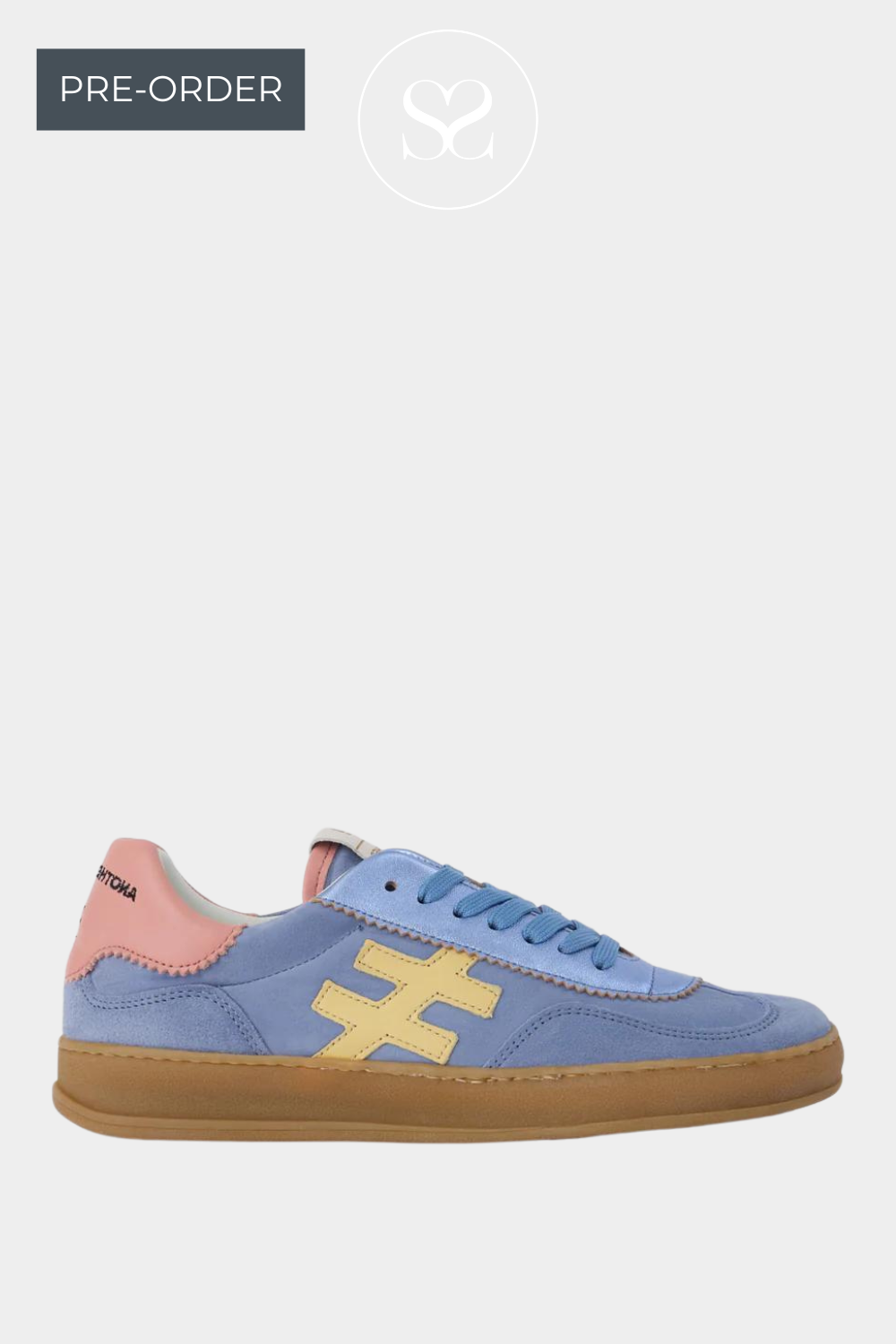 ANOTHER TREND ICONIC BLUE AND BABY PINK LEATHER TRAINER