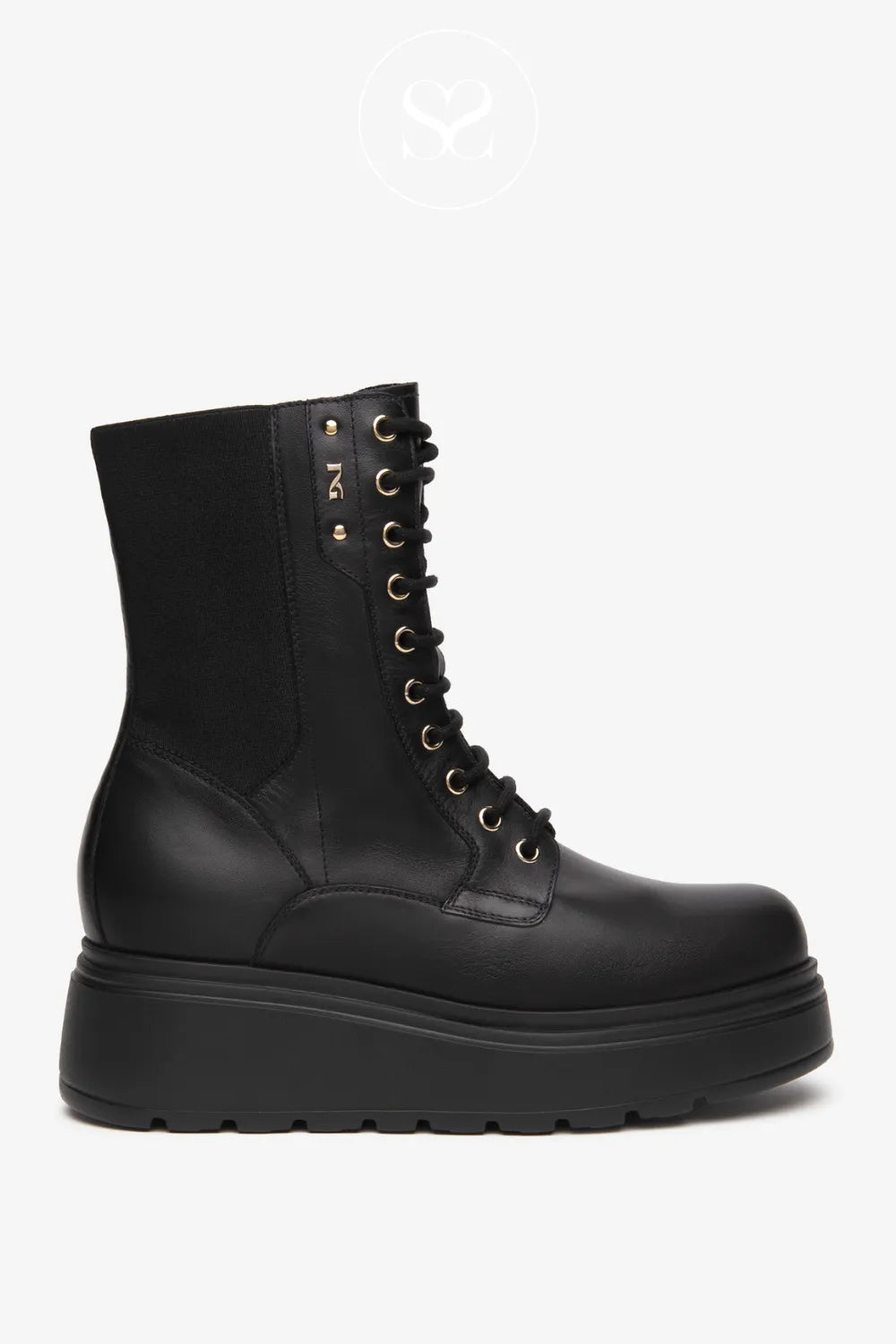NERO GIARDINI BLACK MILITARY INSPIRED LACE UP ANKLE BOOTS I514900D