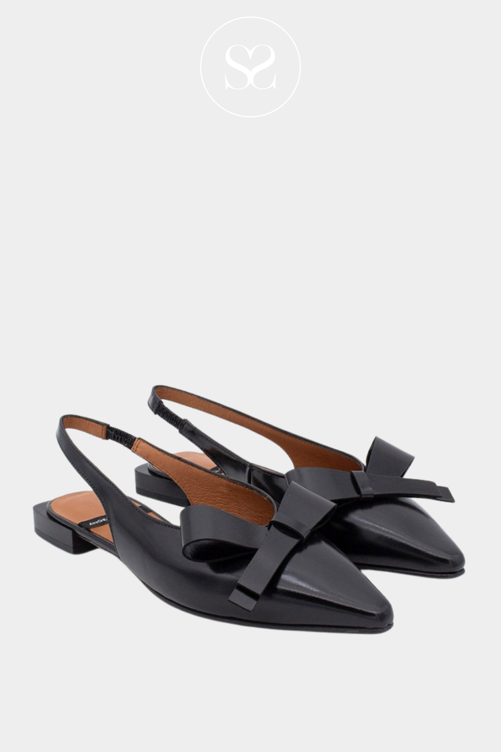ANGEL ALARCON CHARLOTTE - BLACK BOW SLINGBACK FLATS