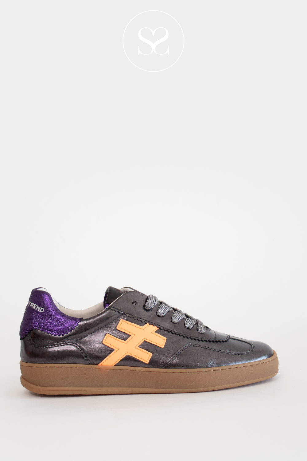 Another Trend Black, Pewter & Orange Metallic Trainers - A032-58 Iconic II