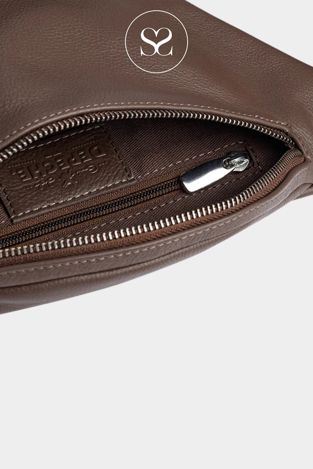 Depeche Dark Taupe Leather Crossbody Bum Bag - 12556