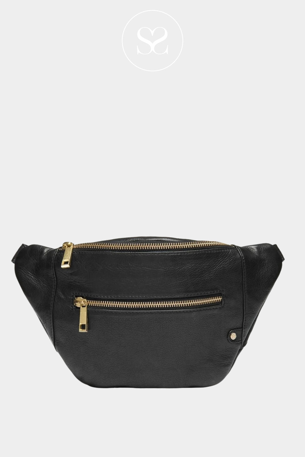 Depeche Black Leather Crossbody Bumbag - 12346