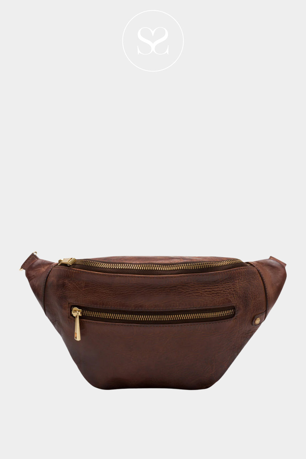 Depeche  Brown Leather Crossbody Bum Bag - 12346