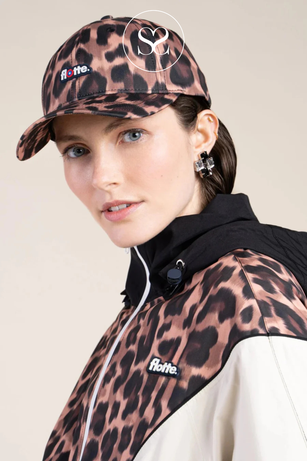 Flotte Black, Leopard Print & Cream Waterproof Jacket - Saint Martin