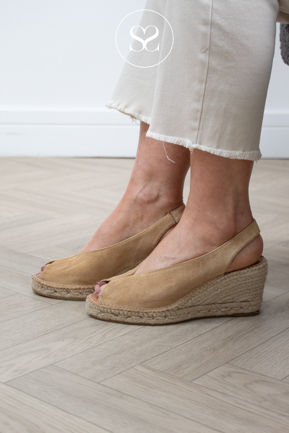 Viguera Camel Suede - Slingback Espadrille Wedges - 2127