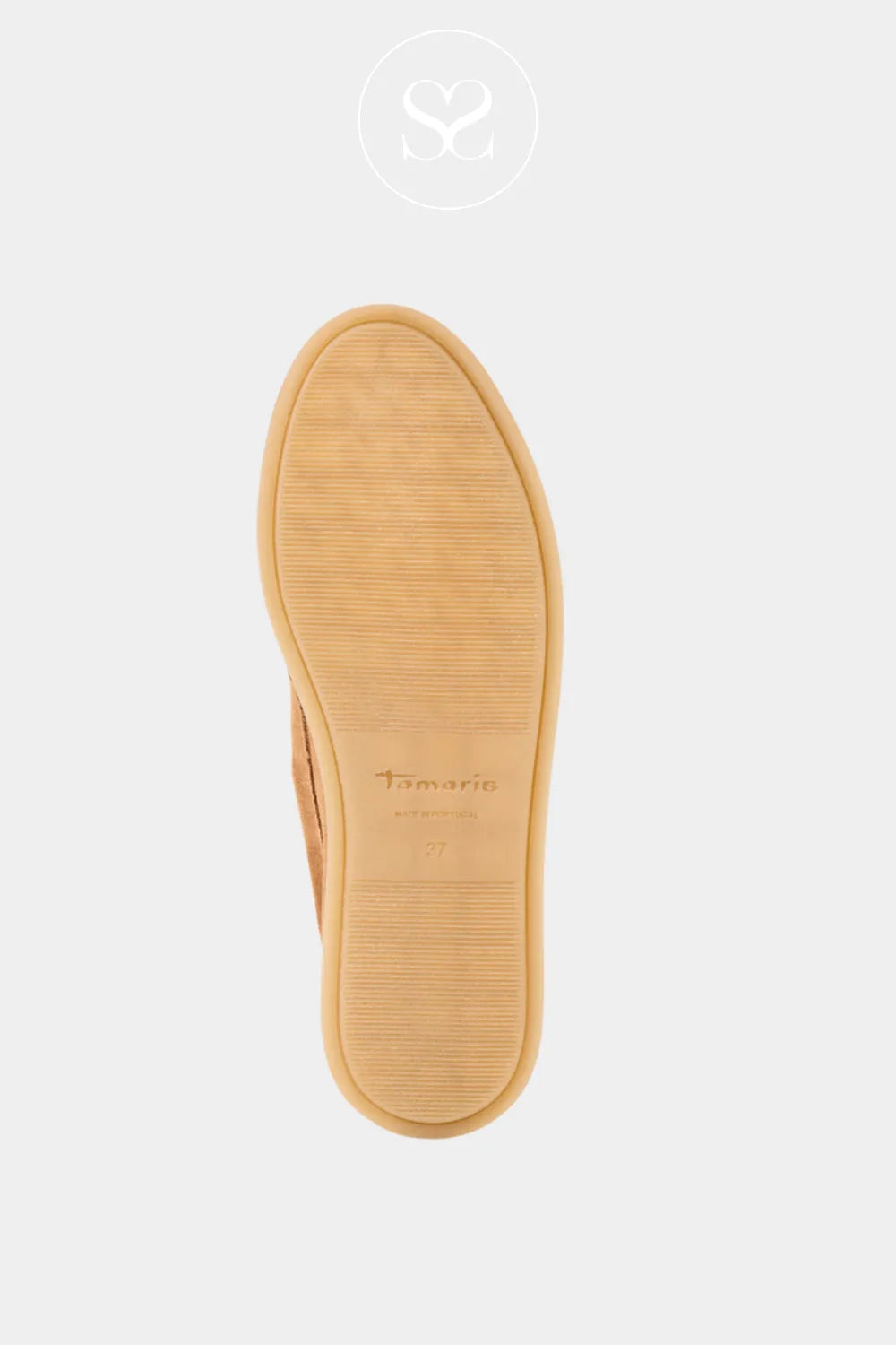 Tamaris Tan Slip-On Boat Shoes 1-23615-46 for women Cushioned soles and removable insoles for lasting comfort.