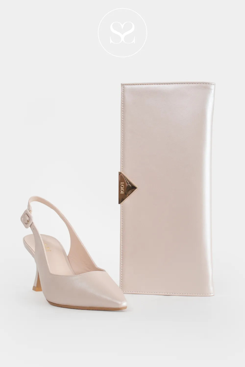 Lodi Nude Shimmer Envelope Clutch Bag L1900