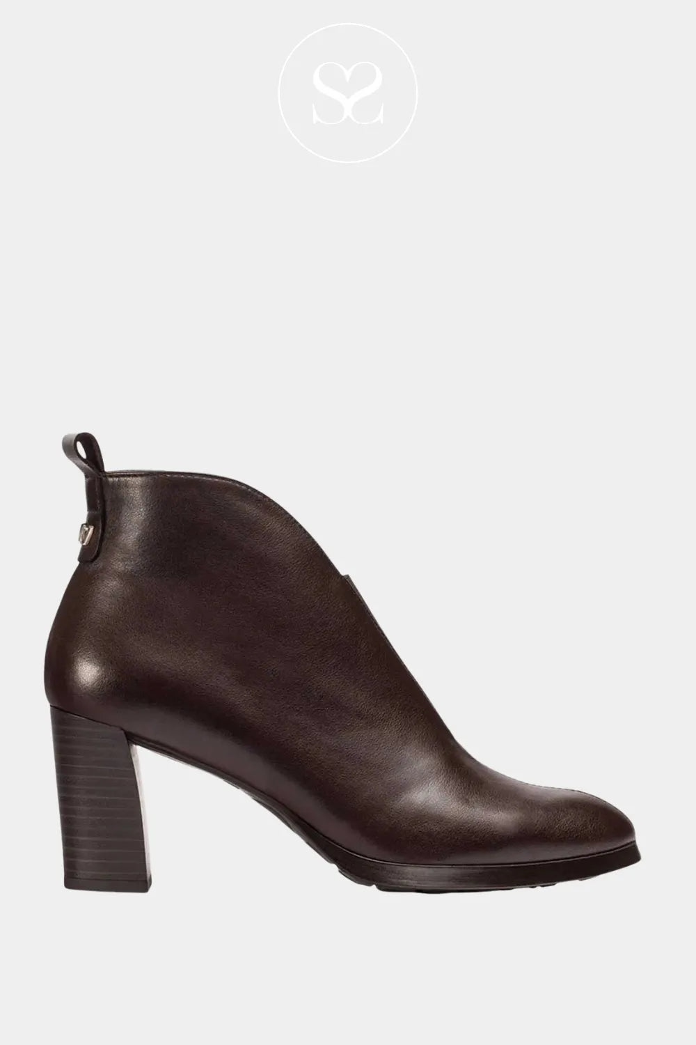 WONDERS CHOCOLATE BROWN POINTED HEELED ANKLE BOOTS - L-1112