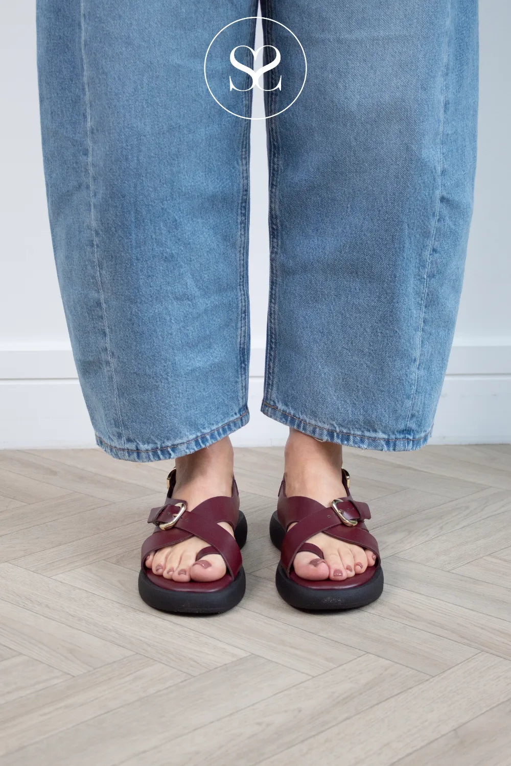 Wonders Wine Slingback Flatform Sandals - AB-1332