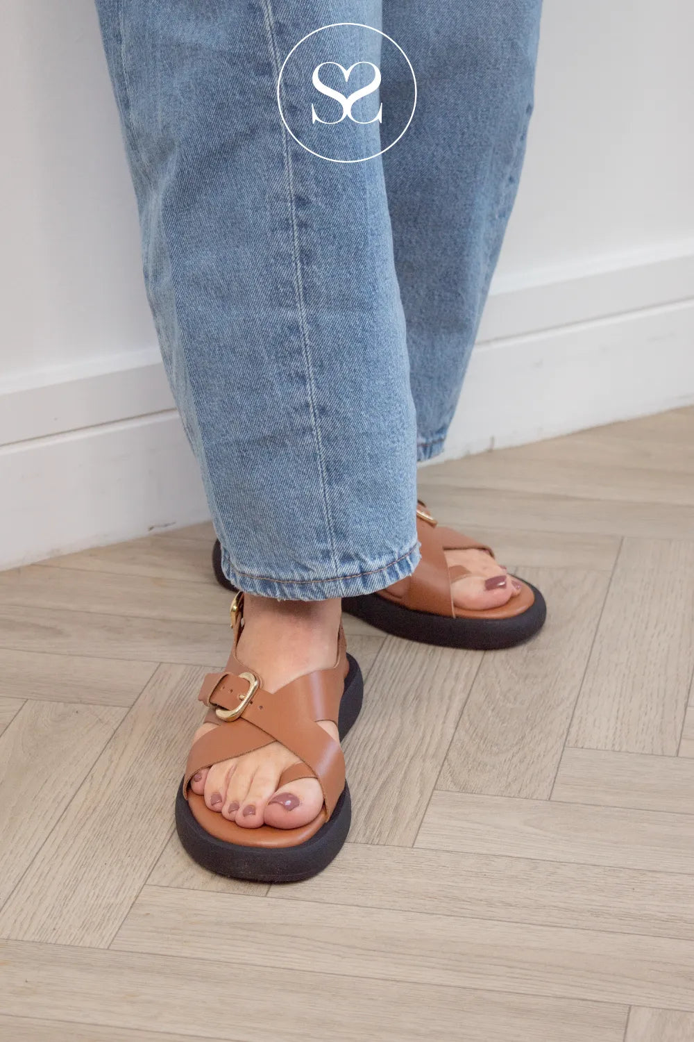 Wonders Tan Slingback Flatform Sandals - AB-1332