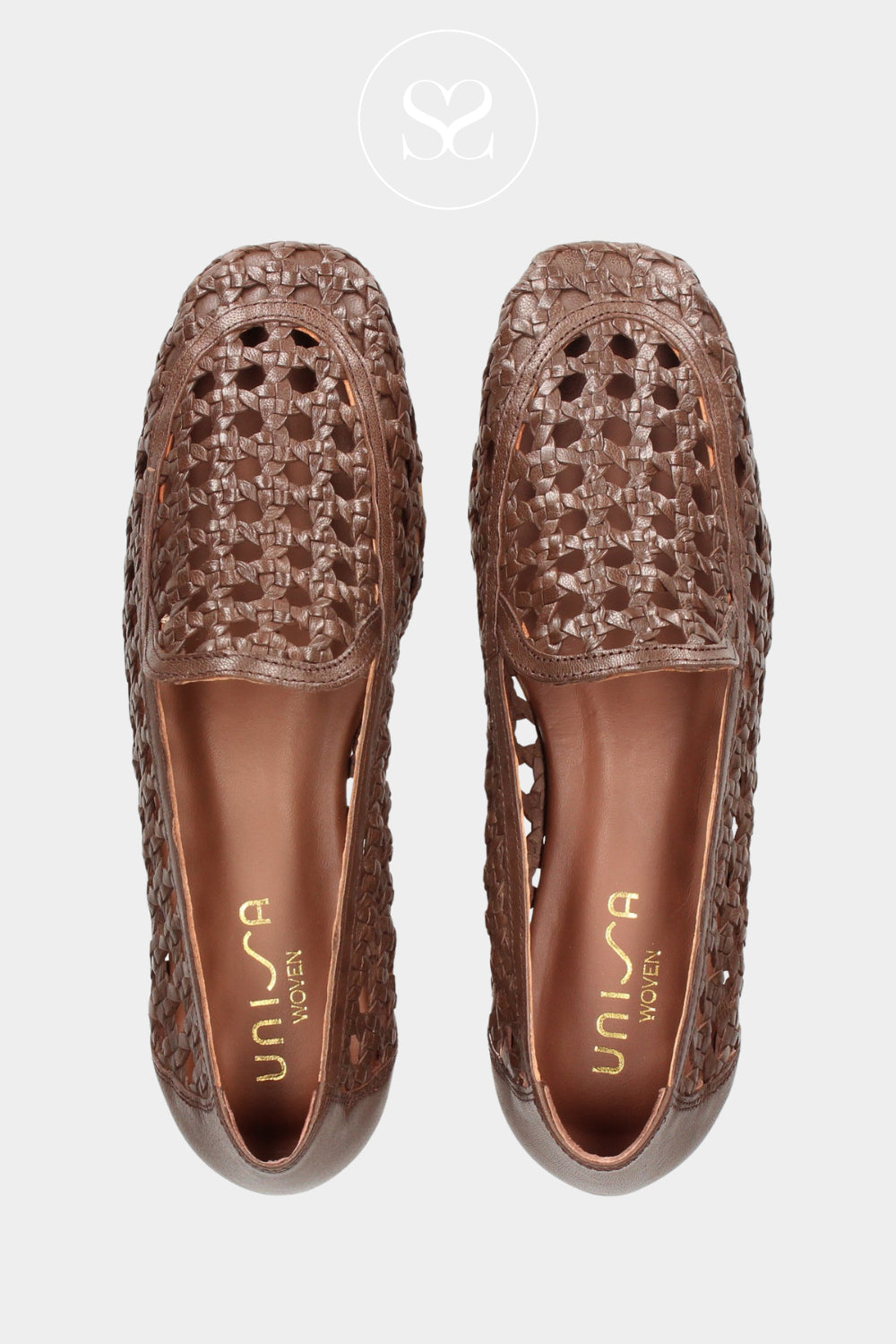 Unisa Chocolate Brown Woven Loafers - Baix