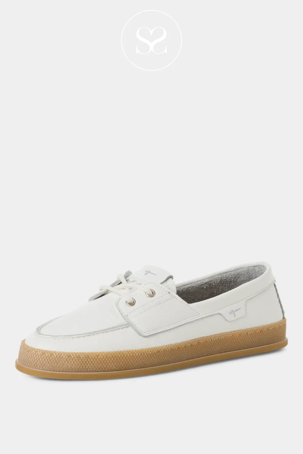 Tamaris White Slip-On Boat Shoes 1-23615-46 Cushioned support and removable insole for personalized comfort.