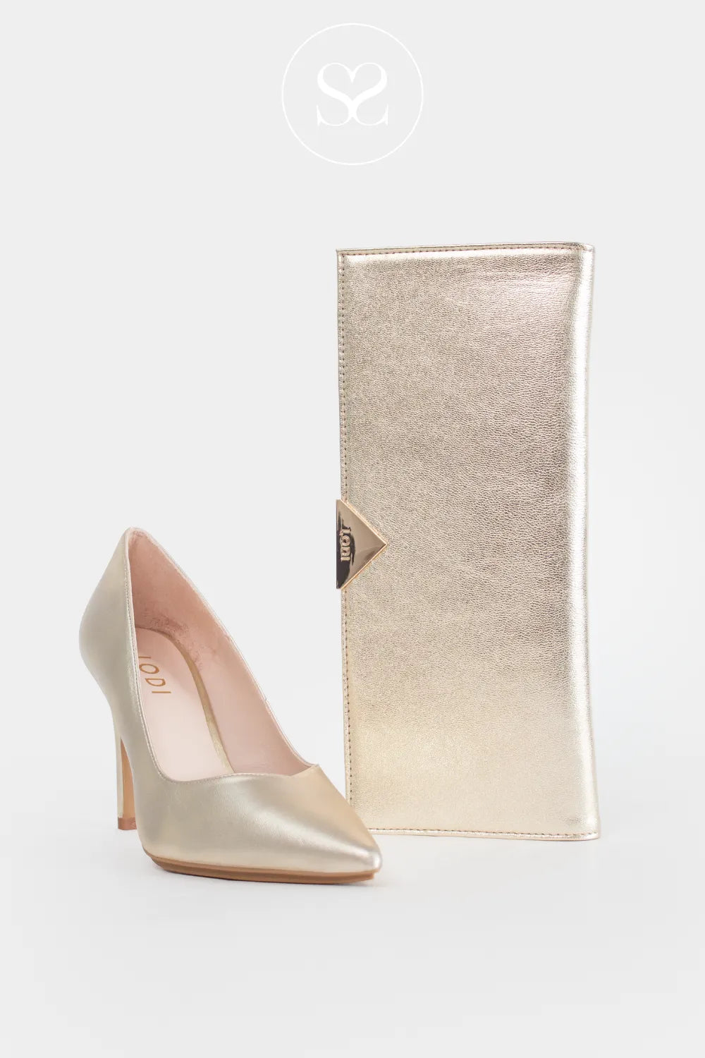 Lodi Gold Leather Envelope Clutch Bag L1900