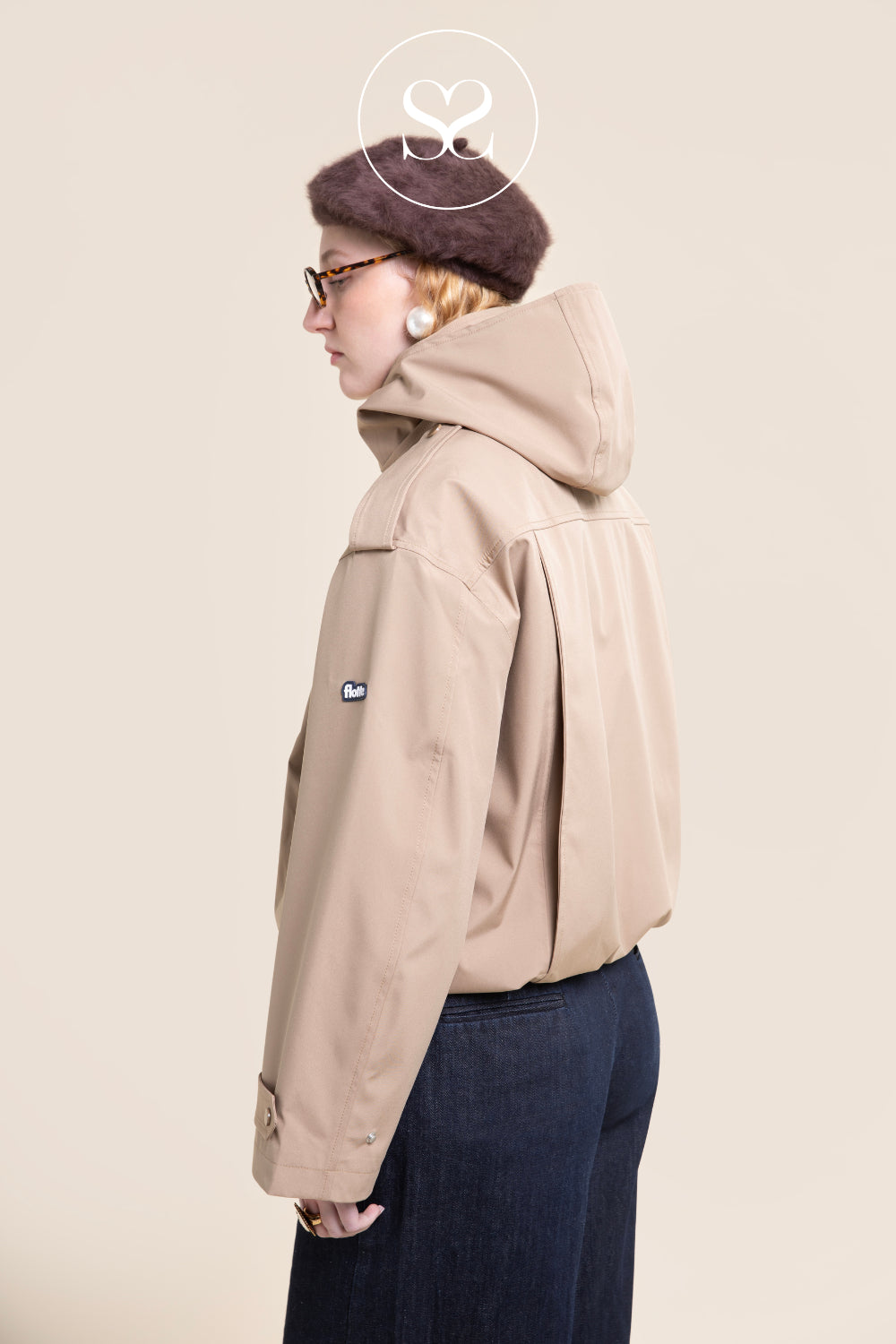 Flotte Beige Waterproof Jacket With Funnel Neck  - Rivoli