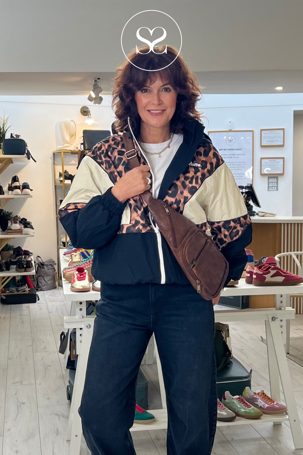 Flotte Black, Leopard Print & Cream Waterproof Jacket - Saint Martin
