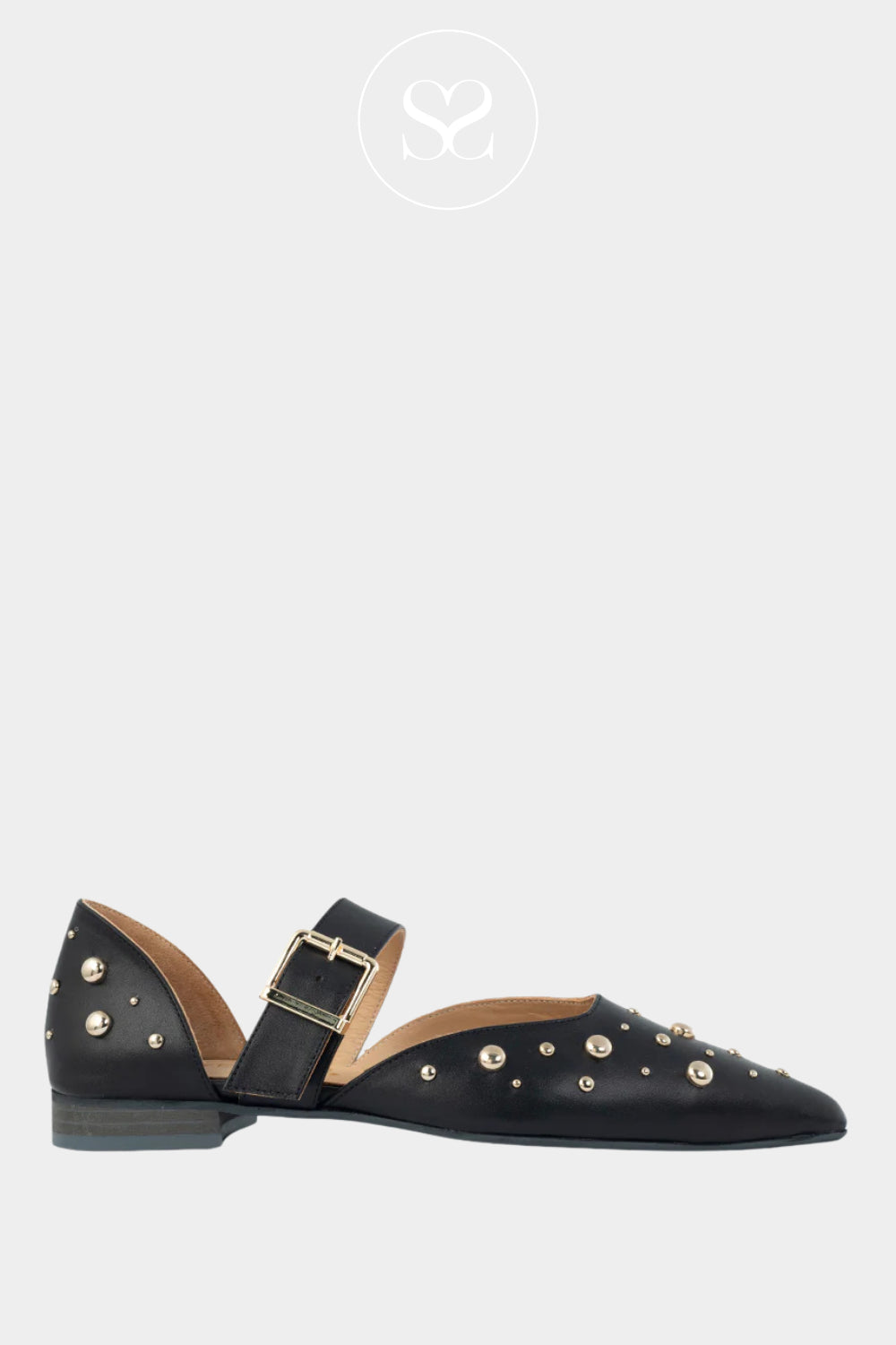Babouche Black Studded Mary-Jane Flats - G-Ally-1
