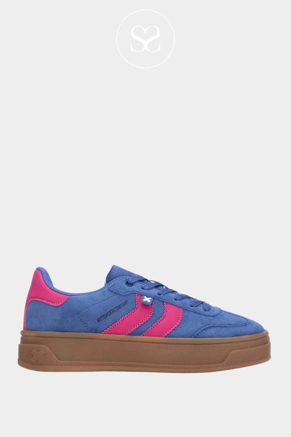 XTI BLUE AND PINK CHUNKY PLATFORM TRAINERS 144586