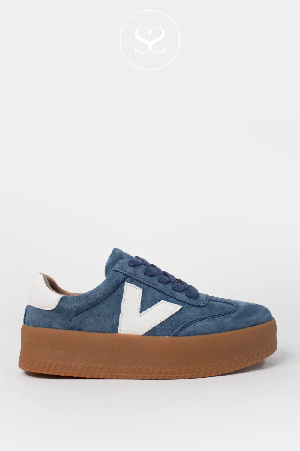 DRILLEYS BLUE (COBALT CRYSTAL) CHUNKY FLATFORM TRAINERS - EIGHTY FOUR