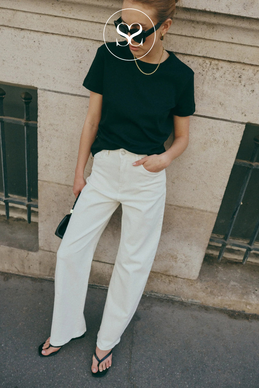 Cream Full Length Barrel Jeans — Lowen