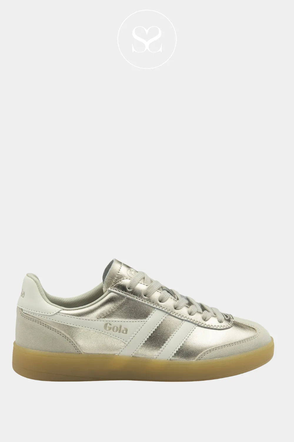 GOLA VIPER GOLD LEATHER GUM SOLE LACE UP TRAINERS FOR WOMEN