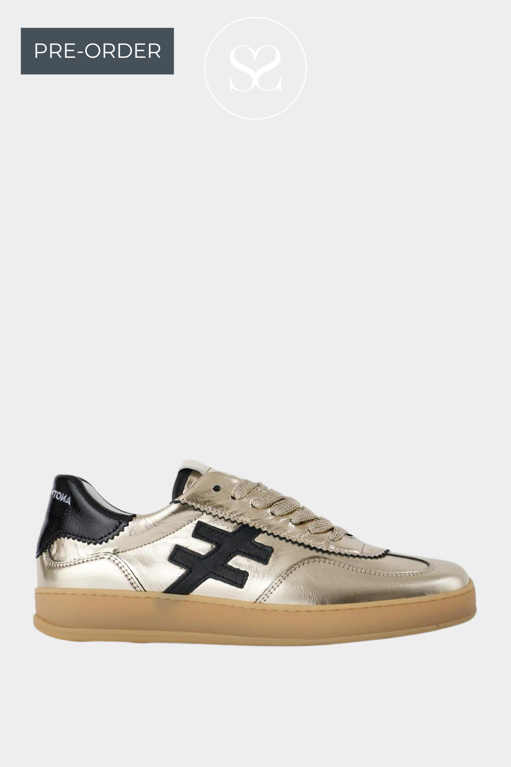 ANOTHER TREND ICONIC GOLD AND BLACK METALLIC LEATHER TRAINER