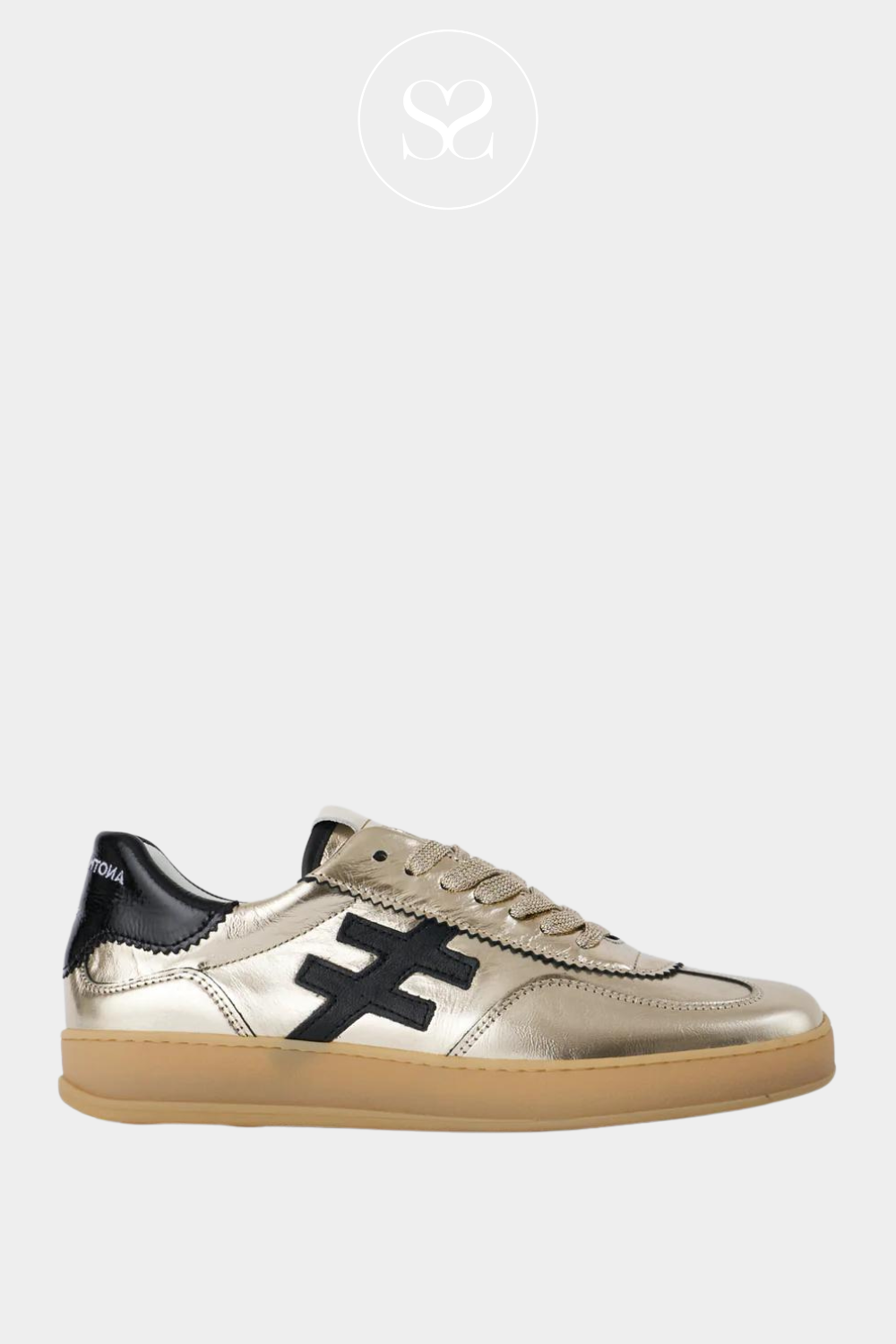 ANOTHER TREND ICONIC GOLD AND BLACK METALLIC LEATHER TRAINER