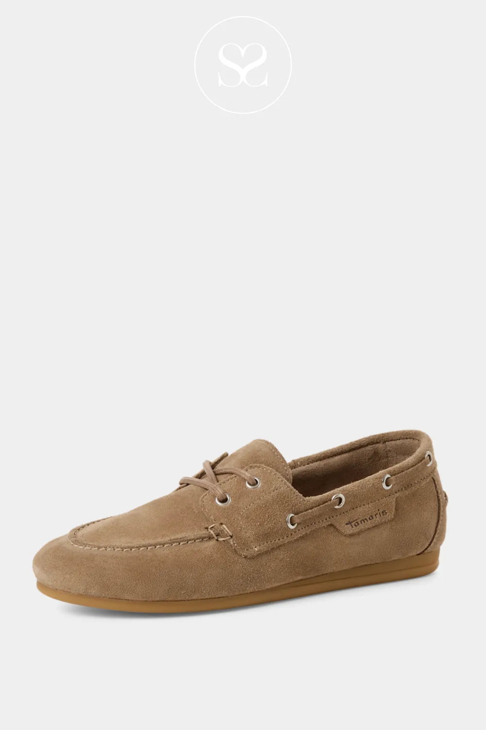 Tamaris Taupe/Camel Suede Moccasin Shoes 1-23602-44 Classic lacing detail for a refined, traditional touch