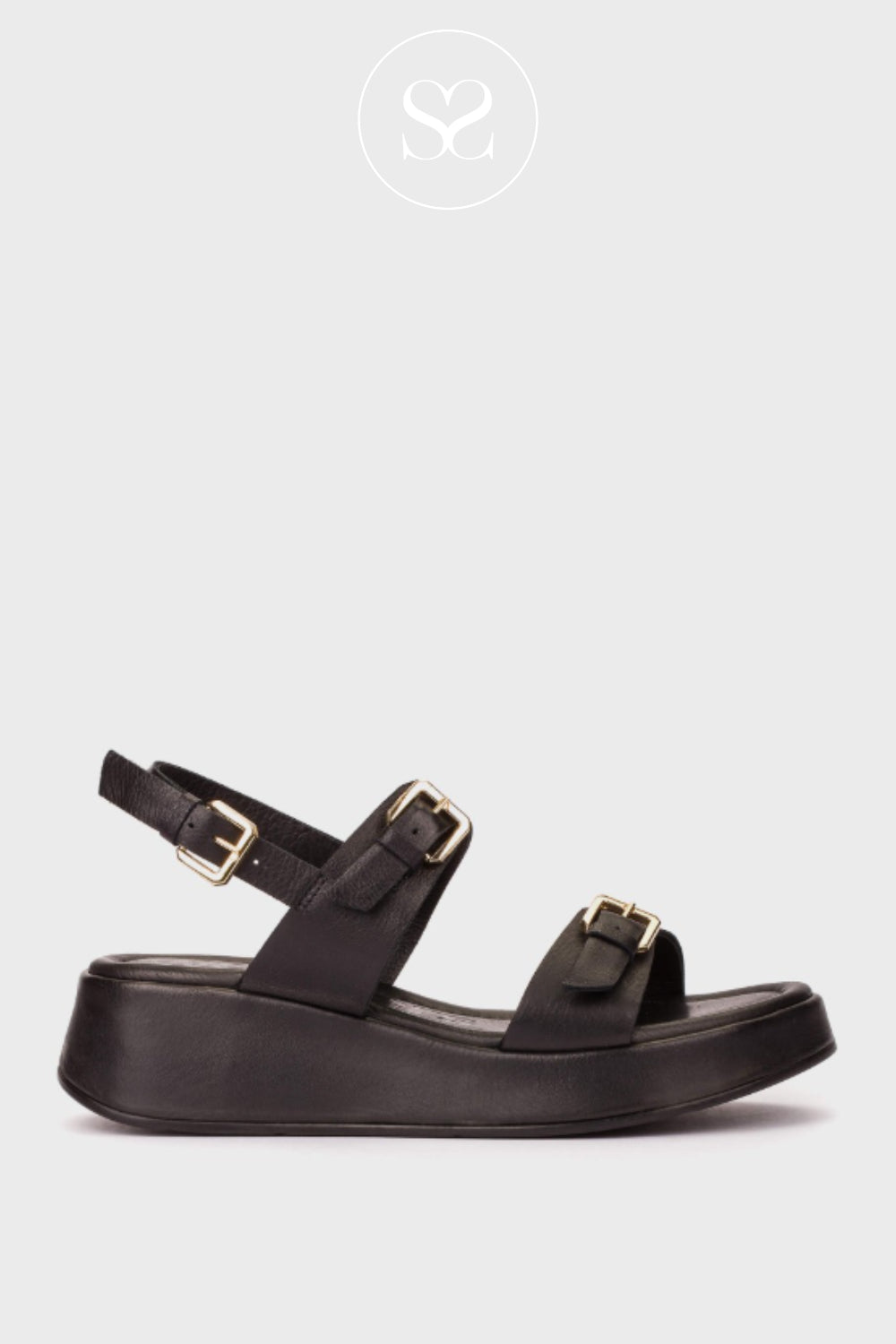 Wonders Black Wedge Sandals - AT-1057 Ireland