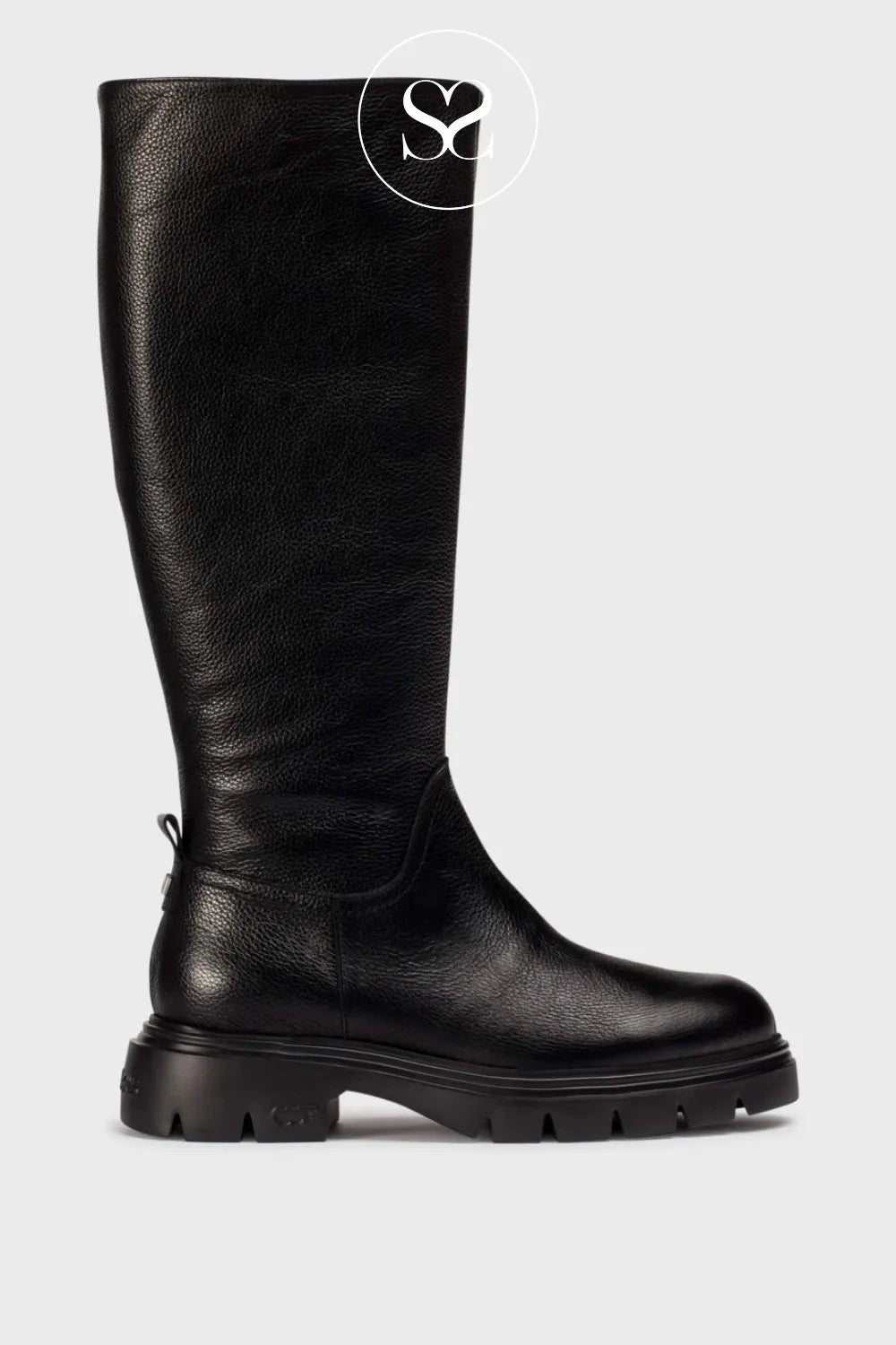 WONDERS BLACK CHUNKY KNEE HIGH BOOTS A-4304