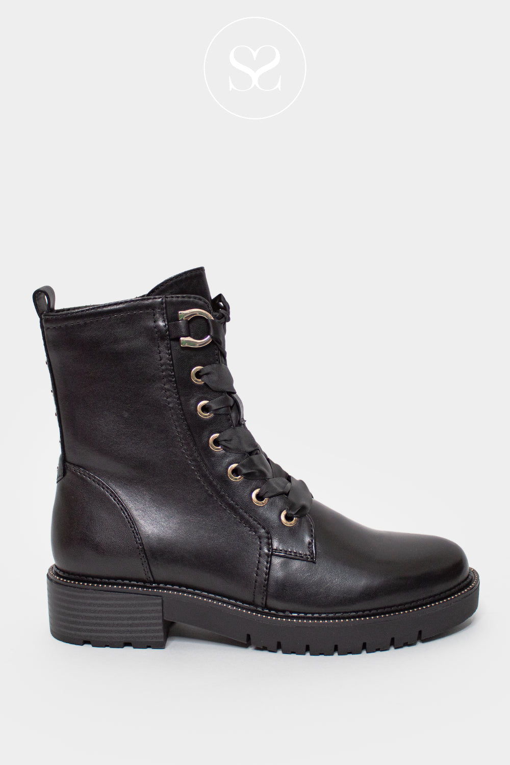 Regarde Le Ciel Black Leather Lace-up Military Boots - Josef-08 Ireland