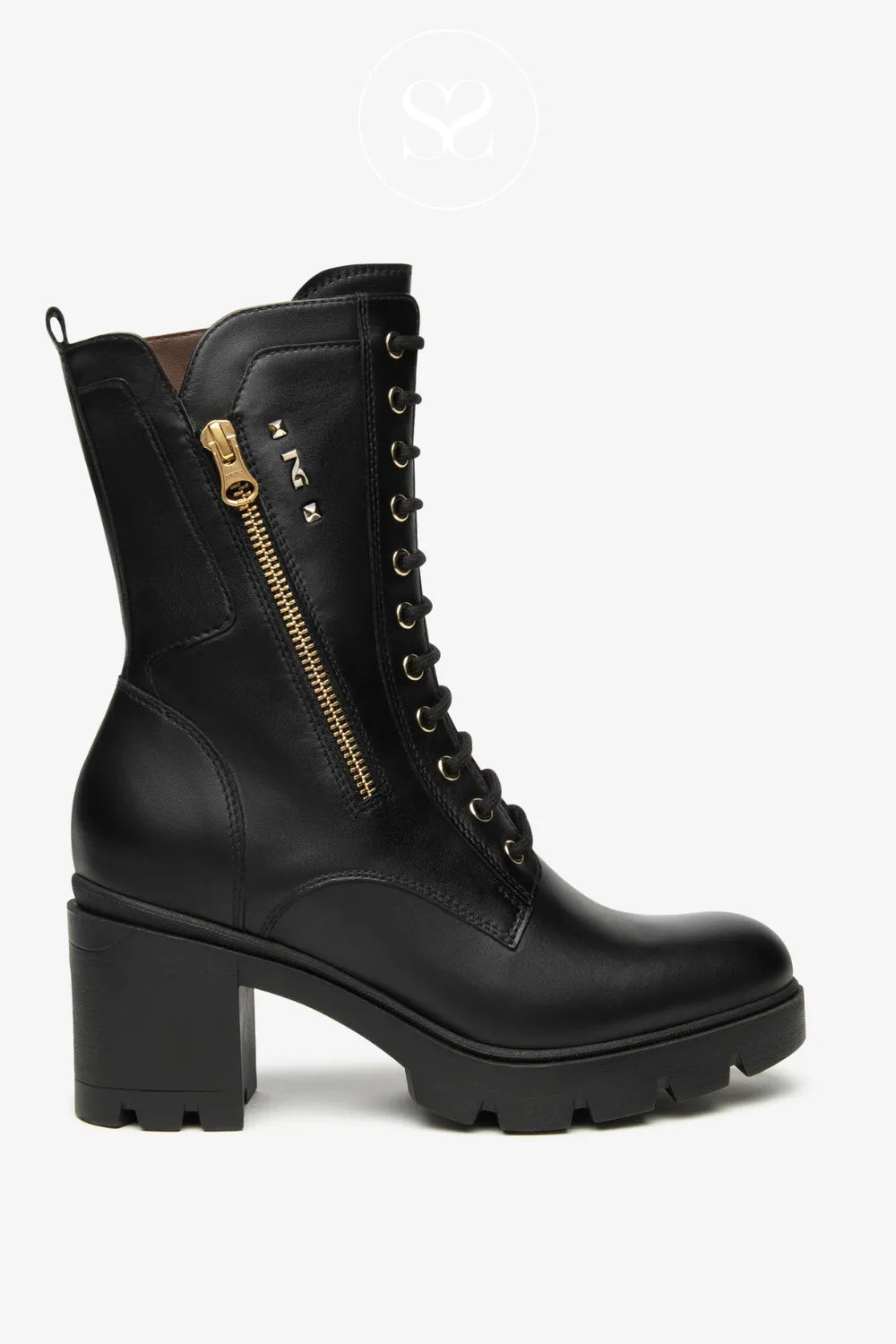 NERO GIARDINI BLACK HEELED LACE UP ANKLE BOOTS I514881D