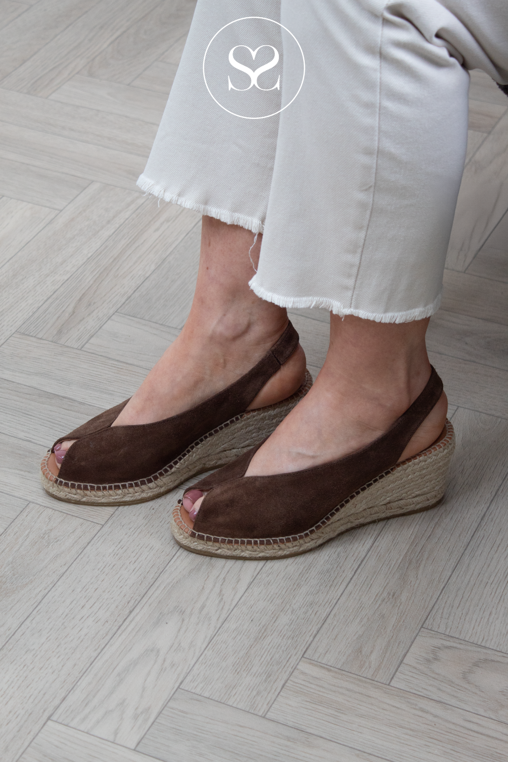 Viguera Brown Suede - Slingback Espadrille Wedges - 2127