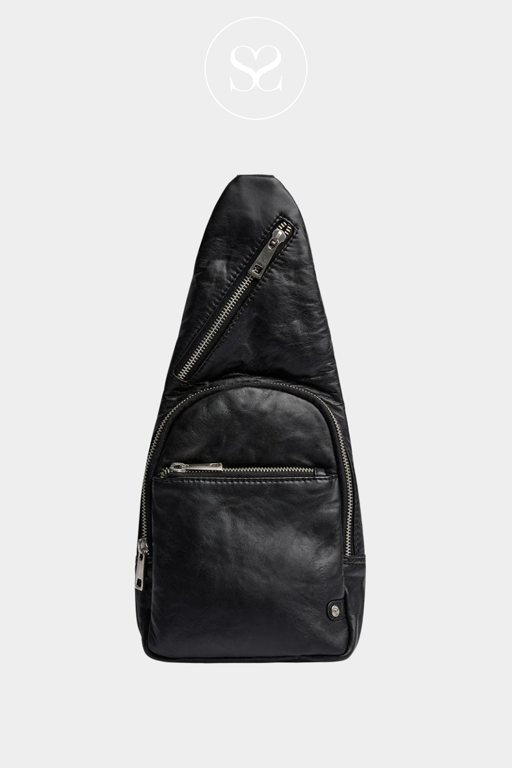 Buy the Depeche Black Leather Crossbody Bumbag - 11304