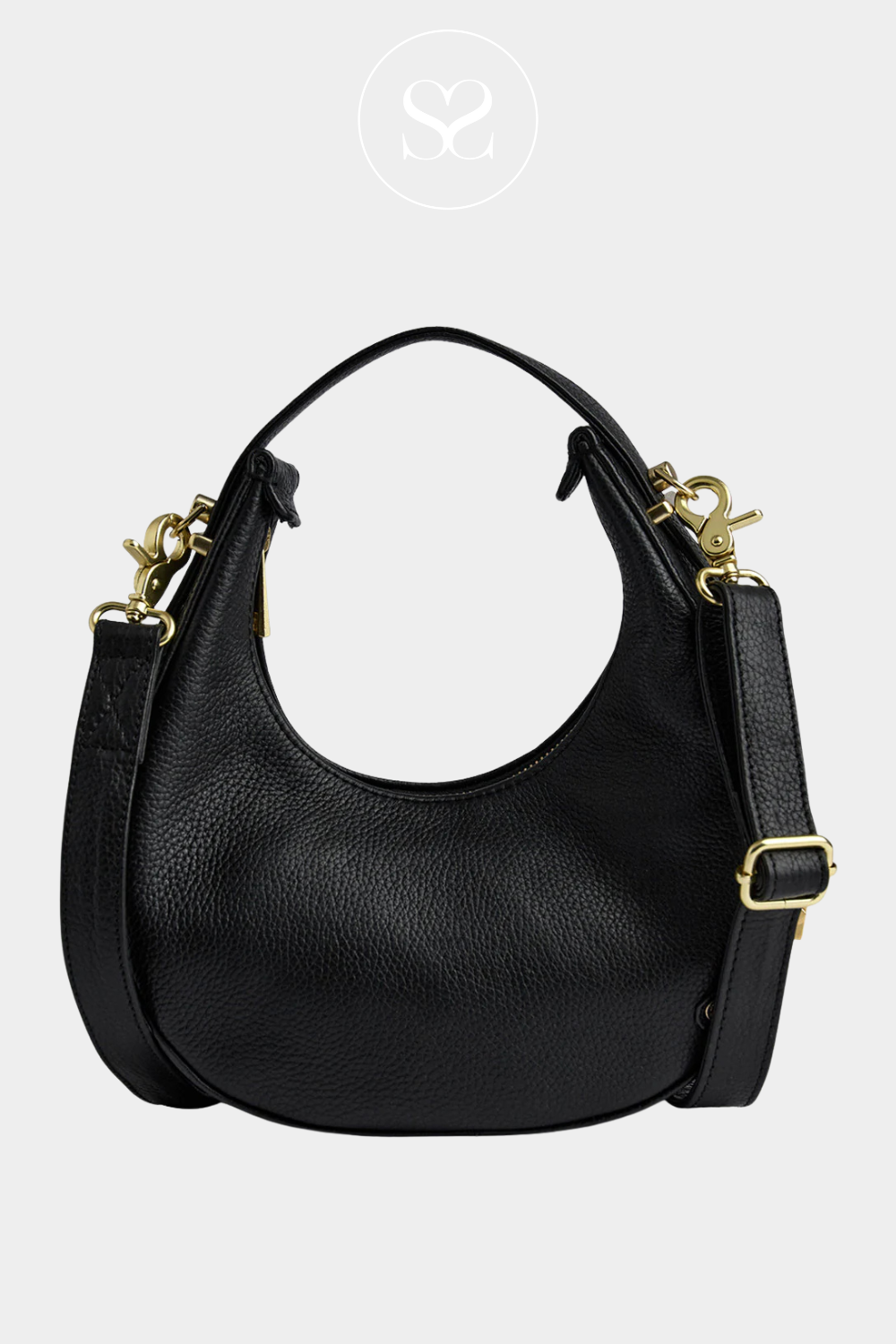 DEPECHE BLACK LEATHER  SHOULDER/CROSSBODY BAG 16630