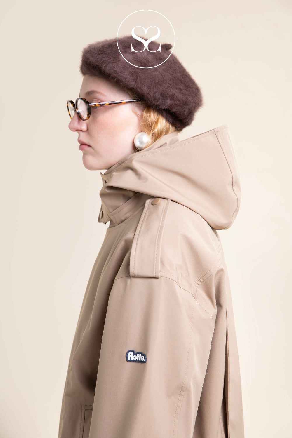 Flotte Beige Waterproof Jacket With Funnel Neck  - Rivoli