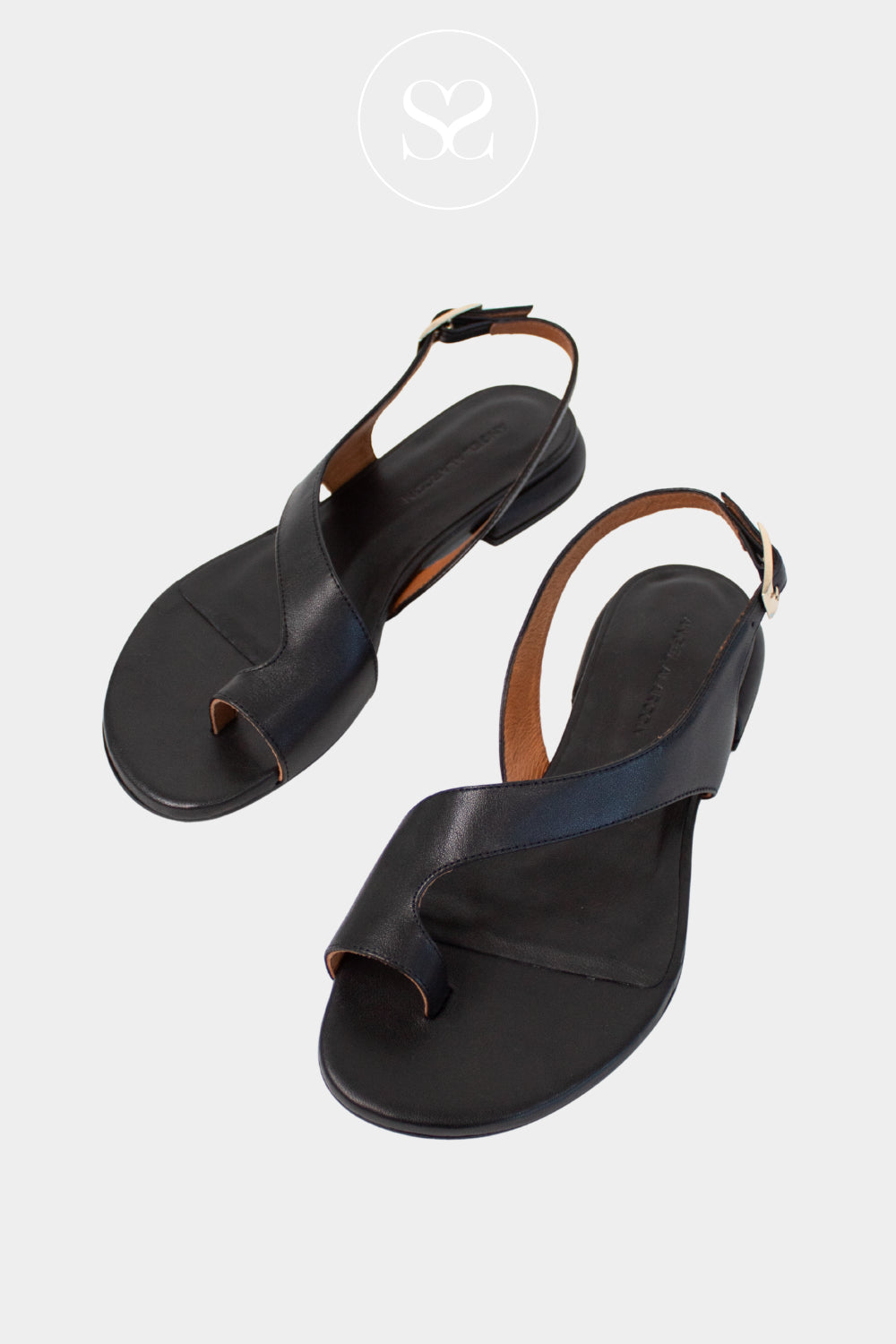 Angel Alarcon Black Flat Block heel sandals Morena