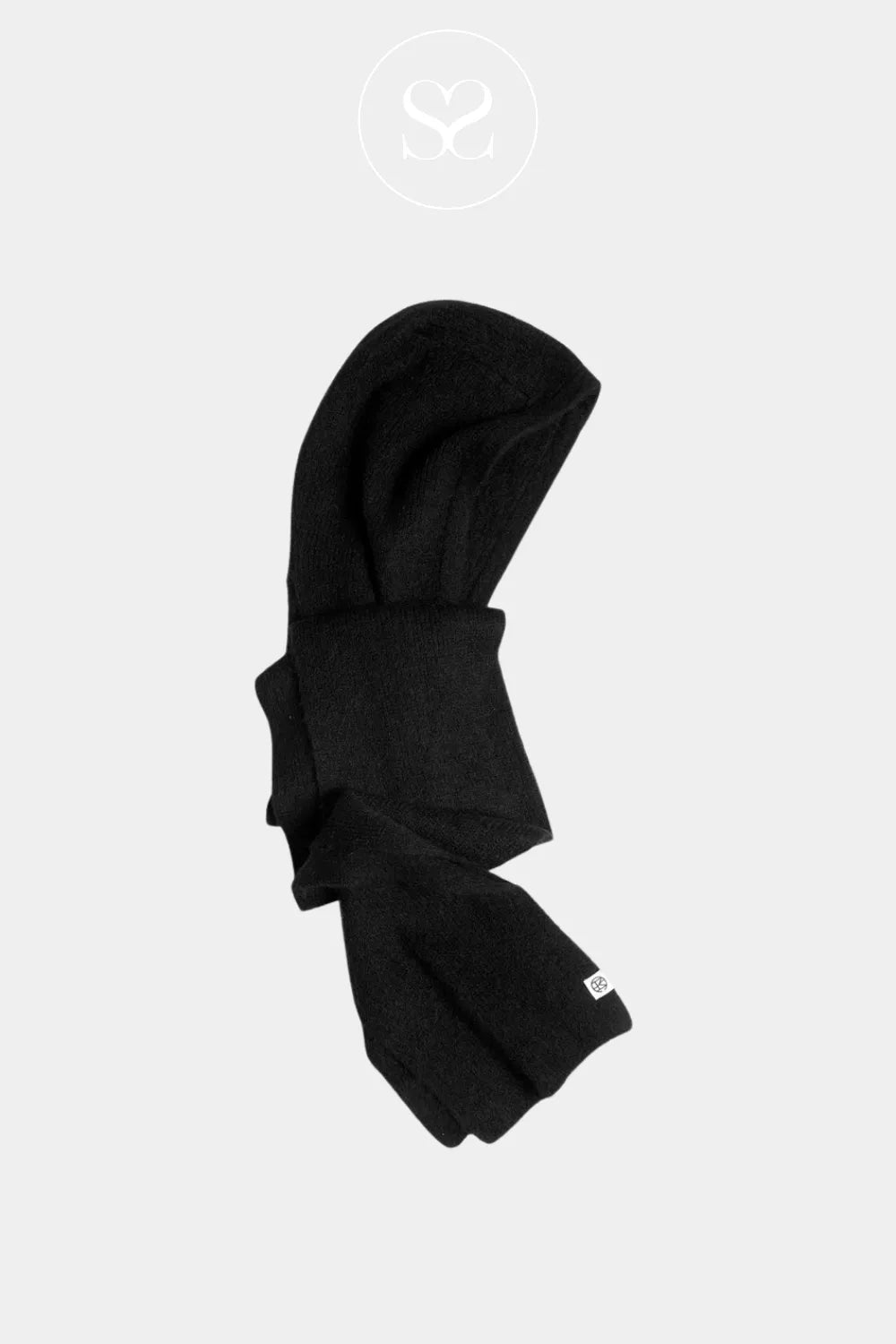 MOSS COPENHAGEN BLACK HOOD SCARF - HOPE FOR WOMEN SOFT KNIT EVERYDAY HOOD SCARF 
