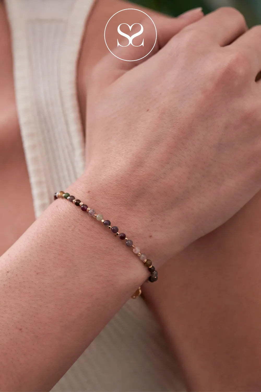 ESTELLA BARTLETT GOLD PLATED TOURMALINE WELLNESS AMELIA  BRACELET EBB6865G Perfect for gifting – part of the Estella Bartlett jewellery, bracelets, and gift collection