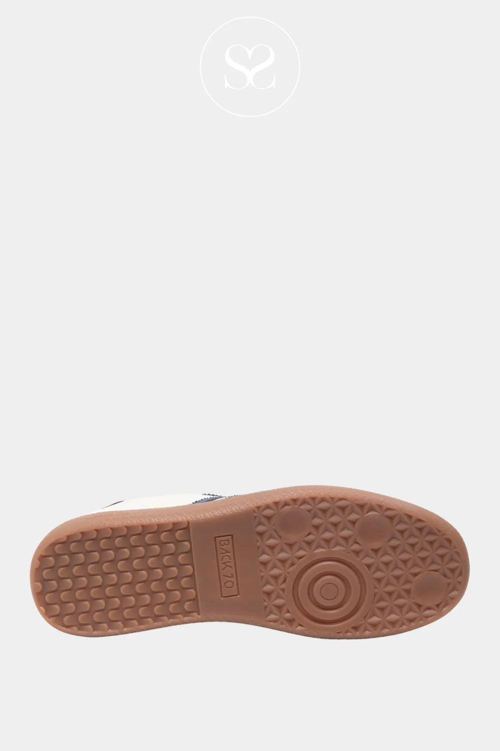 BACK 70 CREAM AND BLUE LEATHER SNEAKERS WITH GUM SOLE