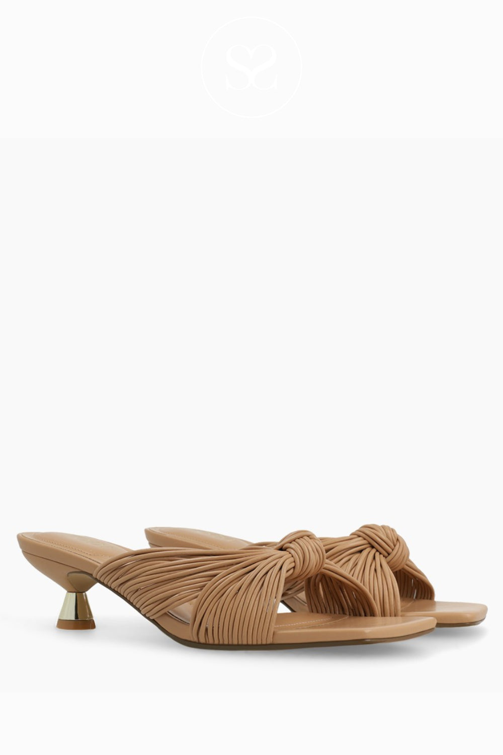 Lodi Camel Textured Heeled Mule Sandals - A-Denia in Ireland