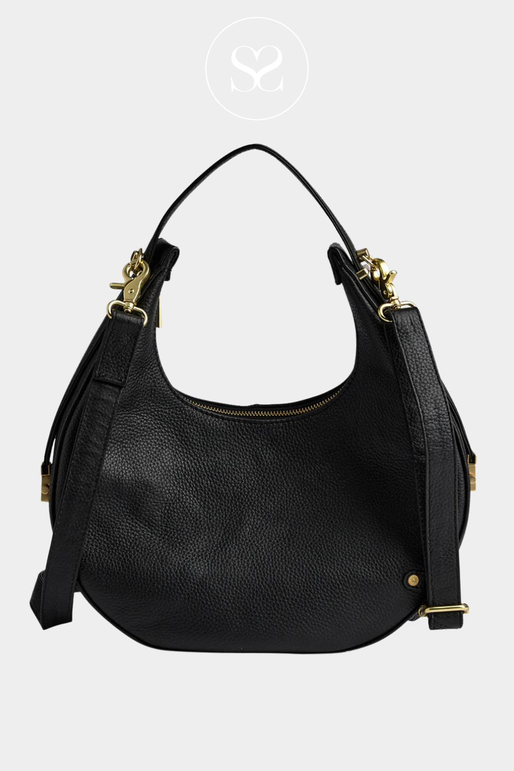 DEPECHE BLACK LEATHER SHOULDER/CROSSBODY BAG 16632