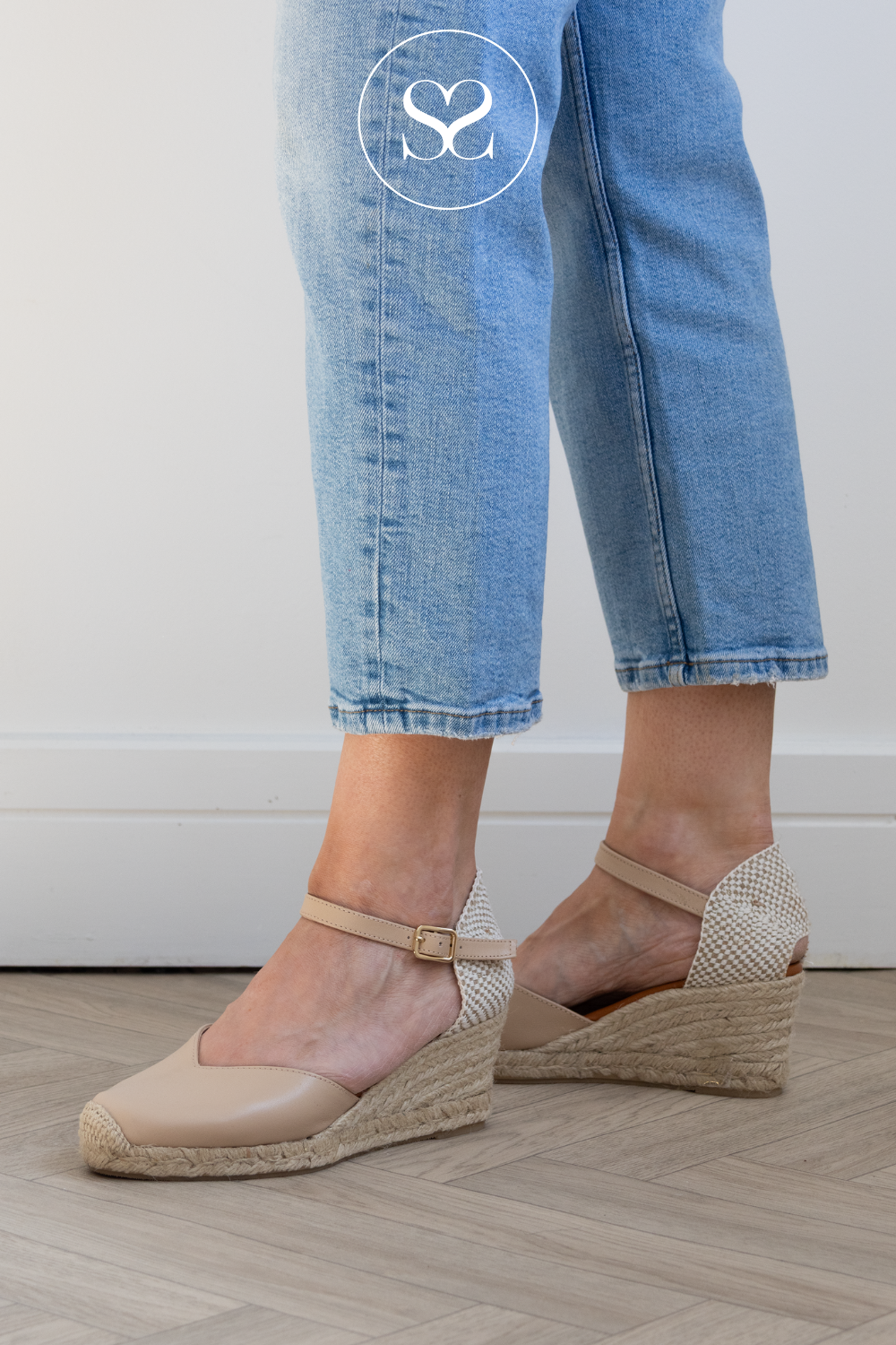 Wonders Beige Espadrille Wedge Sandals - YD-SI685