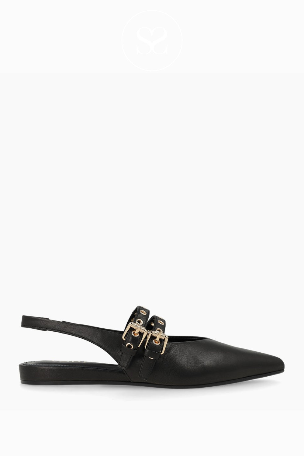 Lodi Black Pointed Double Strap Pumps - A-Soria