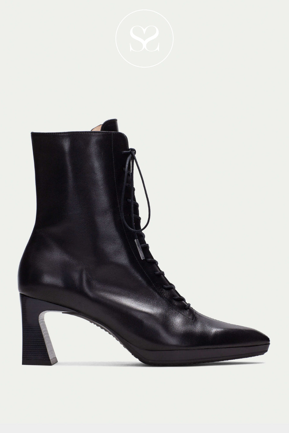 Black leather heeled boots for women in Ireland from Hispanitas 