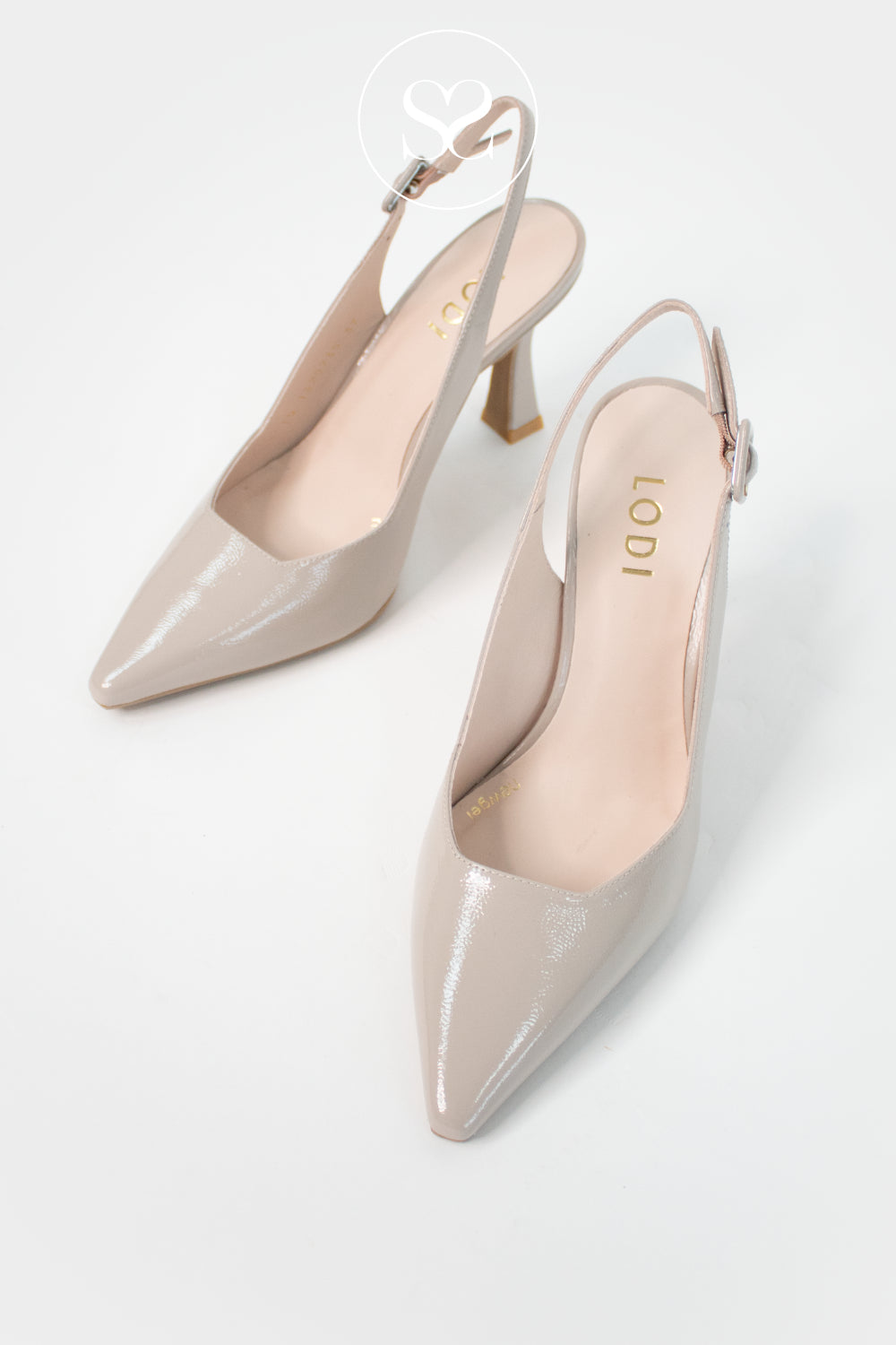 comforable beigh high heel slingback pointed toe shoes