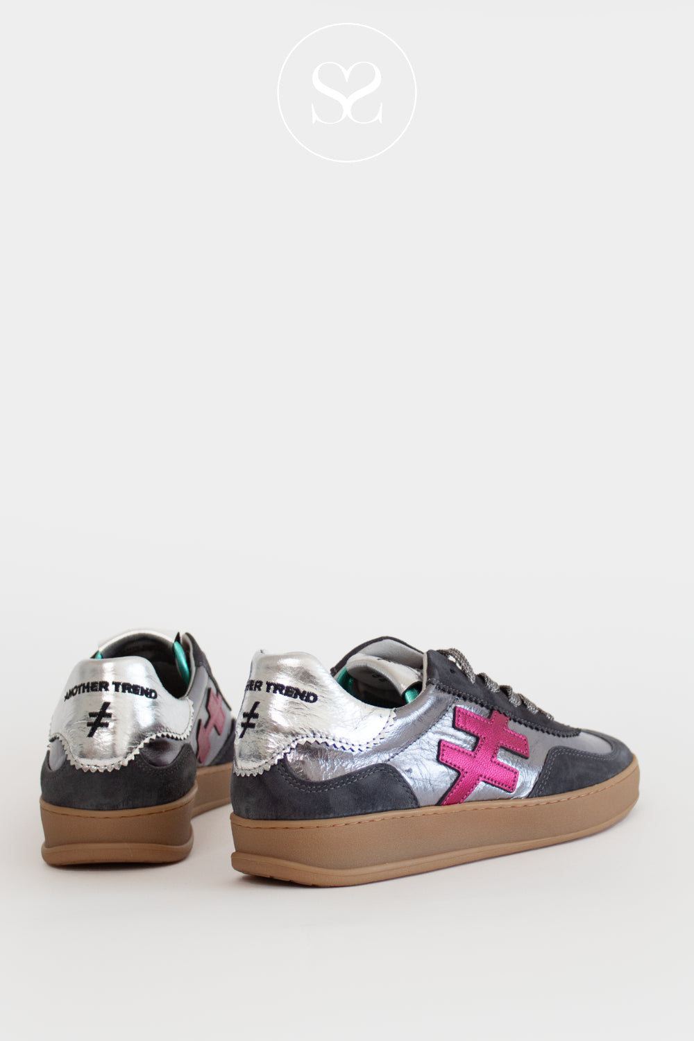 Metallic Ladies Silver grey and pink trainers from Another trend